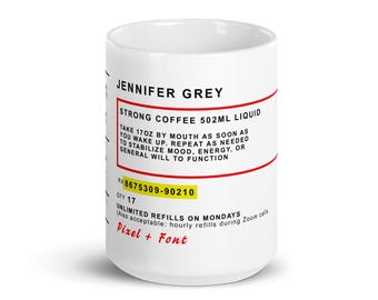 Prescription Coffee Mug – Customizable 15oz Whimsical Gift