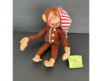 ANNALEE  1970 12" Nightshirt Boy Monkey, Smiling With Winking Eye- RARE