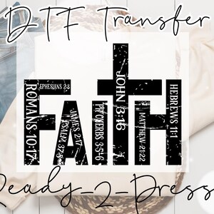 Transfert DTF de versets bibliques sur la foi | Transfert à chaud prêt à l'emploi (11 po. de large)