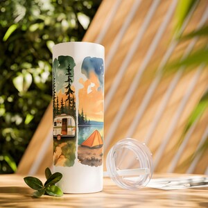 Outdoor Adventure Skinny Tumbler, Camping Mug, Travel Drinkware, Gift for Nature Lovers, Water Bottle for Road Trips, Hiking Cup