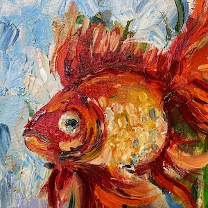 Pez dorado bajo el agua Pez Pintura al óleo Pintura mural Arte Pintura en la sala de estar