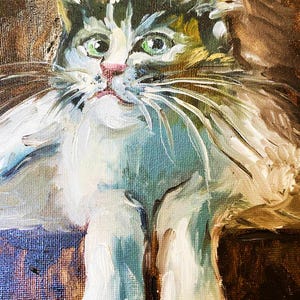 Pintura al óleo de gato Gato aristócrata Pintura mural de mascotas Arte