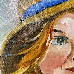 Girl in a hat Portrait of a girl Red hair Beautiful girl Wall painting Art Oil paints Paintings