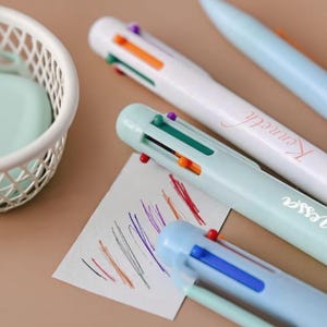 Customizable name colored ballpoint pen 6 in 1,color clip ink pen，very suitable for teachers,students,office nursing supplies,gifts for her