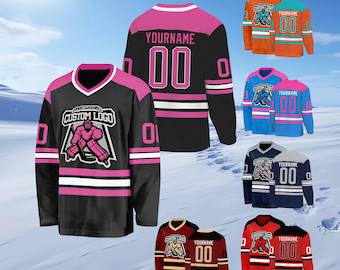 Custom Hockey Jersey Personalized Stitched/Printed Long Sleeve Sports Hockey Name Number Game Practice Uniform for Men Women Youth Toddler