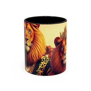 Mug, Lion Print Ceramic Cup, Jungle Safari Decor, Animal Lover Gift, Wildlife Tea Mug, Kitchen Décor, Big Cat Coffee Mug