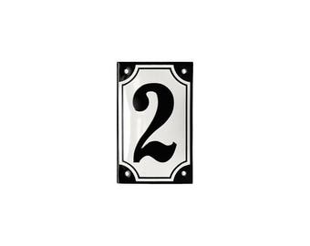 Porcelain Enamel House Number 2 3/4" x 4 3/8" (7 x 11 cm)