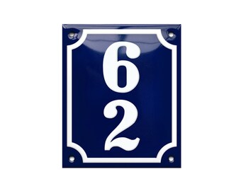 Custom Enamel House Number vertical - 4" x 4 3/4" (10 x 12 cm)