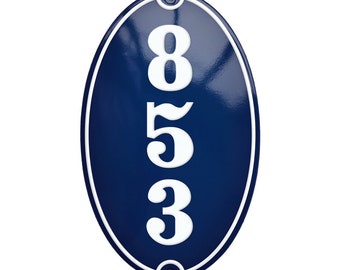 Custom Enamel House Number vertical - 3 1/2" x 5 1/2" (9 x 14cm)