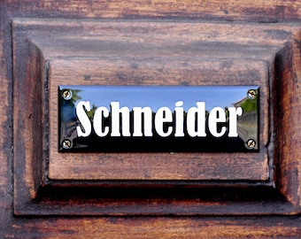 Enamel Name Plate 6 1/4" x 2" (16 x 5 cm)