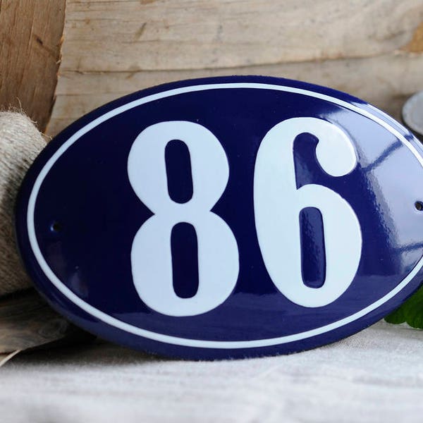 Oval Enamel House Number 5 1/2" x 3 1/2" (14 x 9 cm)