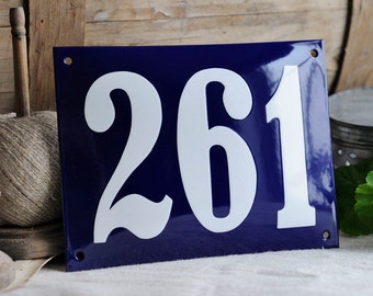Plaque De Maison émaillée Numéro 267 – Style Antique, Métal Bleu, 140x120mm