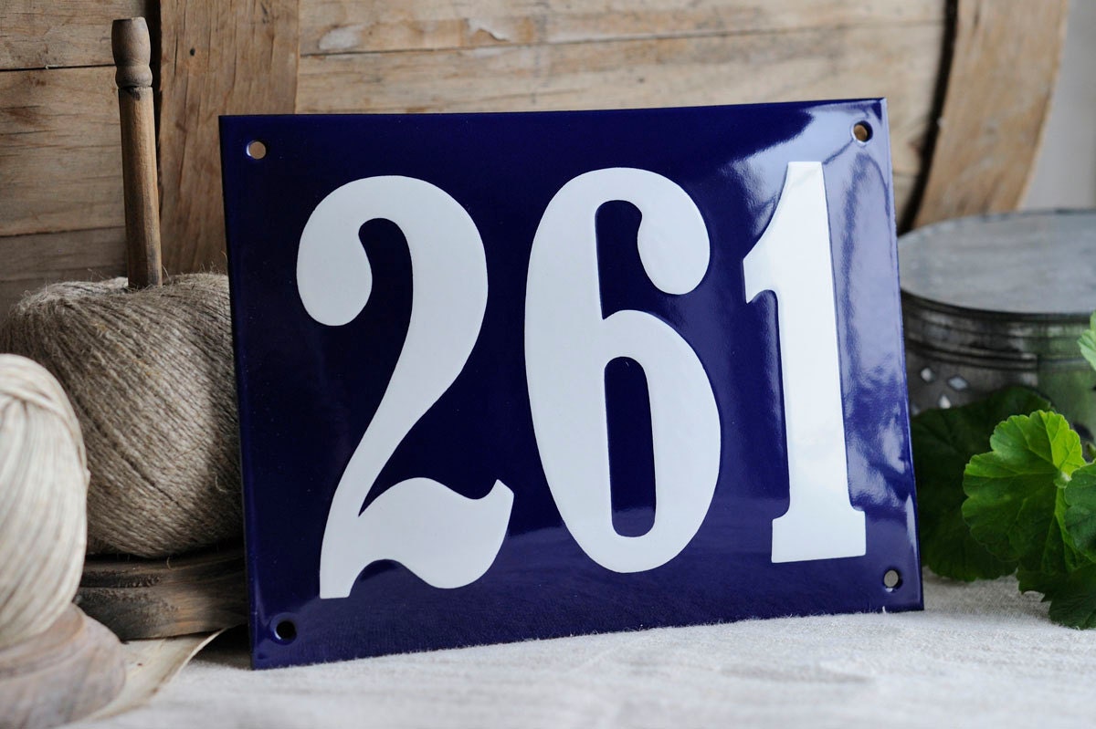 Enamel House Number 6 1/4 x 8 1/4 21 x 16 cm