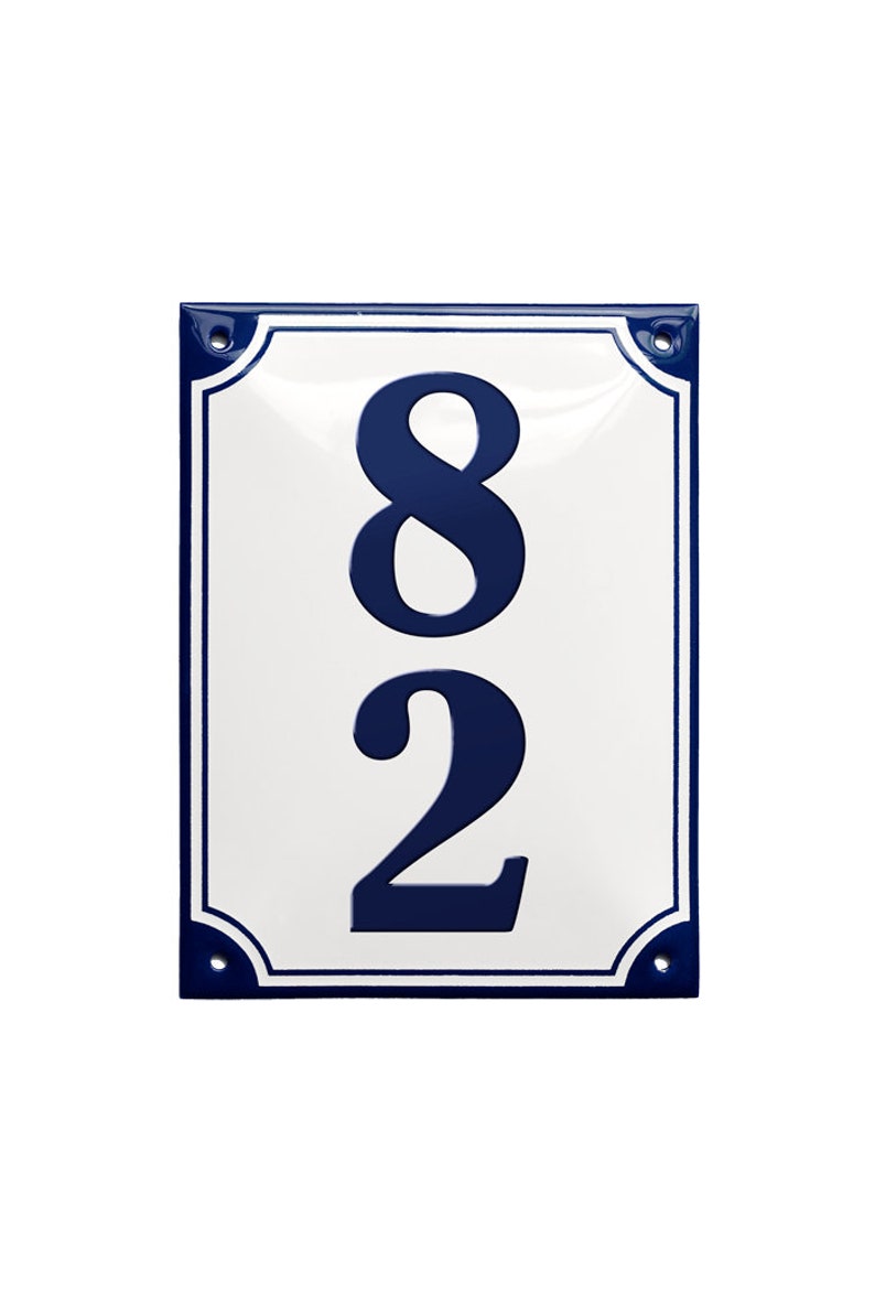 Custom Enamel House Number vertical 4 34 x 6 14 12 x 16 cm