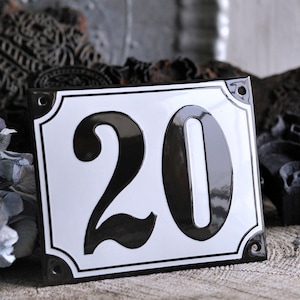 Black and White Enamel House Number 5 1/2&quot; x 4 3/8&quot; (14 x 11 cm) No. 1 - 30 Ready to ship!