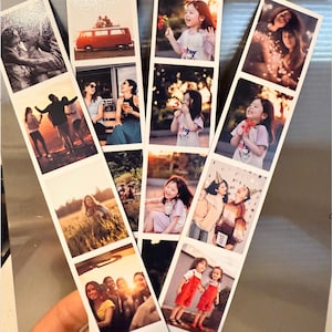 Personalised Polaroid film Strip Photo Magnet | Personalized Caption Photo Strip | Custom Gift with 4 Photos | Fridge Magnet Keepsake
