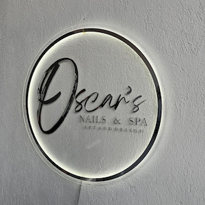 Salon and Spa Acrylic Sign, Custom Neon Acrylic Sign, Round Beauty Bar Sign, Nail Studio Backlit Business Sign, Aesthetic Store Decor
