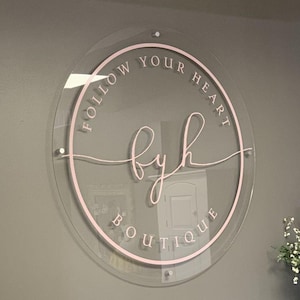 Custom Acrylic Sign, Personalized Acrylic Logo, Business Sign, Beauty Salon Sign, Round Acrylic Spa Sign, Custom Neon Acrylic Sign