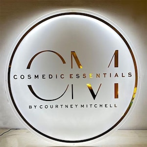 Neon Acrylic Salon Sign, Round Beauty Bar Sign, Custom Spa Sign, LED Backlit Sign, Halo Lit Acrylic Sign, Wall Decor, Business Sign