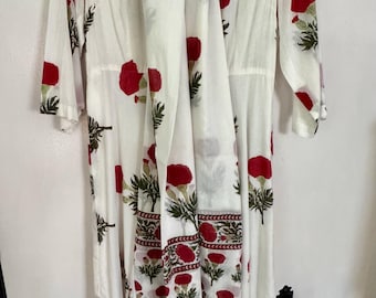 Moghul Inspired Alaya Maxi Dress Cotton Voile - Alaya US size L