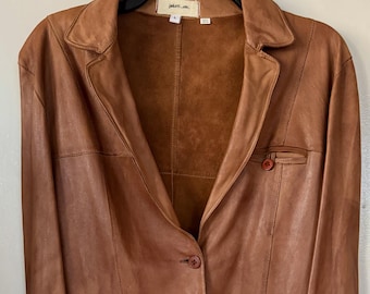 Jakett Women's Allison Burnished Leather Jacket Fawn US Large