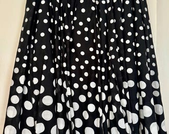 Vintage Unbranded Black Cotton Mini Skater Skirt Polka Dots US Medium