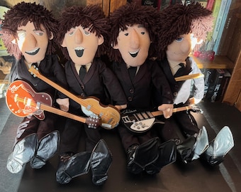 Beatles Dolls Applause Beginnings Black Suits - All Four With Instruments