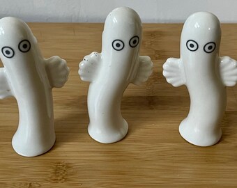 Vintage Set of 3 Moomin Hattifattener Bud Vases Sun Farm