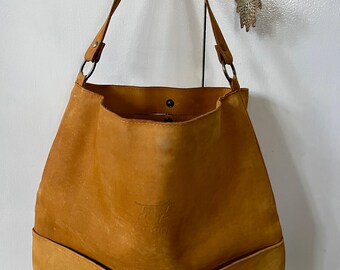 Dingo Brand Natural Leather Large Tote Bag