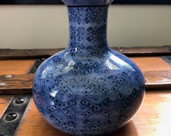 Vintage Blue Ceramic Vase from Thailand