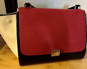 Celine Tri-Color Smooth Leather Large Trapeze Bag