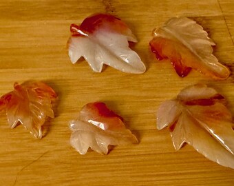 Set of Five (5) Decorative Agate Maple Leaves
