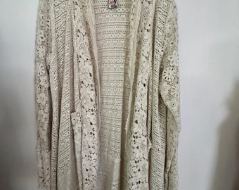 Stunning Johnny Was Ivory Cotton Lace Duster US Medium.