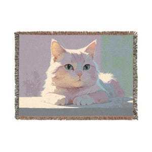 Cozy Cat Woven Blanket | Personalized Pet Throw, Cat Lover Gift, Home Decor, Furry Friend Keepsake, Warm Throw for Animal Lovers