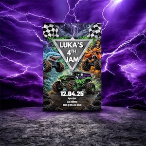 Invitación de cumpleaños editable de Monster Truck / Invitación imprimible (Descarga instantánea)