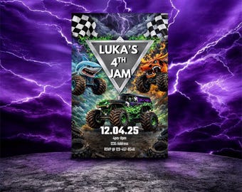 Editable Monster Truck Birthday Invitation | Printable Party Invite (Instant Download)