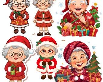 trendy  png Grandma Clipart PNG Retro Granny Stickers (Digital Download).