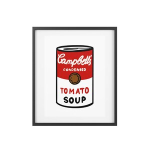 Vintage Tomato Soup Framed Poster, Retro Wall Art, Kitchen Decor, Gift for Food Lovers, Pop Art Print, Home Decoration