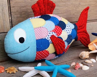 PDF Fish Plush Pattern & Tutorial, Sewing Pattern for Soft Toy, Rainbow ...