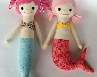 Mermaid doll Sewing Pattern PDF - DIY soft doll 'Mali & Mindi'