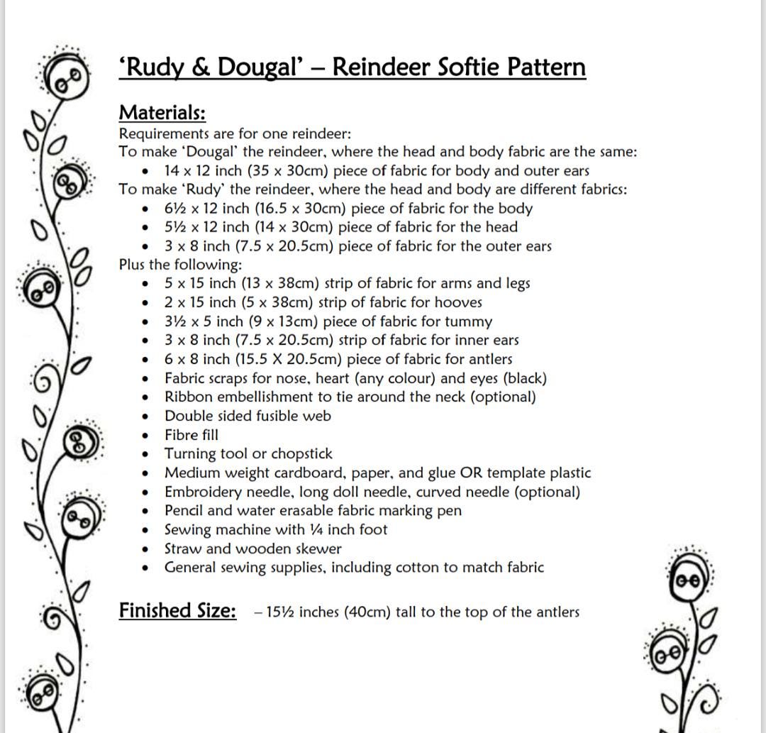 Reindeer Patterns Reindeer Sewing Pattern PDF - DIY Plush Toy - Etsy
