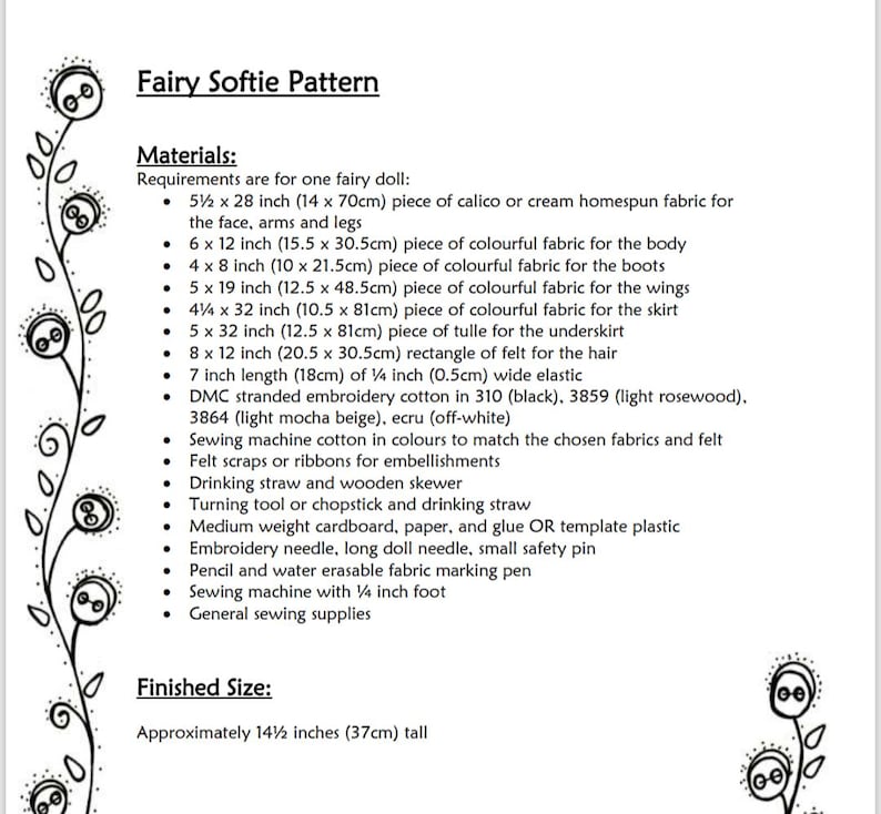 Fairy Doll Sewing Pattern PDF - DIY soft toy image 2