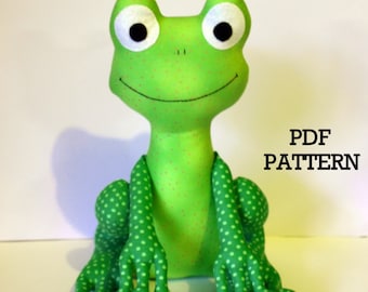 Frog PDF Sewing Pattern, soft toy, Direct Download - 'Fergus'