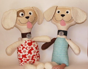 Dog softie, plush, soft toy, PDF Sewing Pattern Direct Download - 'Billy & Rupert'