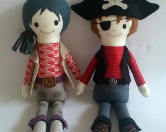 Pirate doll Sewing Pattern PDF - DIY soft toy