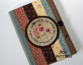 Notebook Cover Sewing Pattern PDF - 'Dear Friends' A5 size