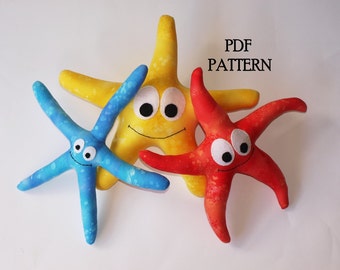 Starfish PDF Sewing Pattern, Direct Download, soft toy - 'Stella, Steve & Stanley'