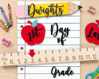 Gepersonaliseerde eerste laatste dag schoolbord, leraar foto prop, gepersonaliseerd terug naar school-bord, herbruikbaar kinderbord, cadeau voor de klas