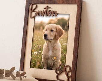 Custom Dog Memorial Frame, Personalized Wooden Picture Frame for Dog, Memorial Pet Sign, Dog Loss Gift, Rainbow Bridge Remembrance