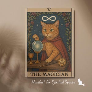 Cat Illustration |  The Magician Tarot Cat Poster | Mystical Cat Wall Art | Witchy Cat Print | Manifestation  for Creators Spiritual Spaces